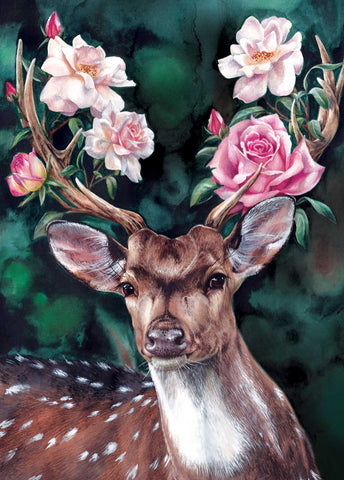 Deer Rose Signed Print