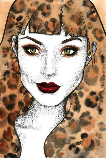 Leopard Lady Signed Print