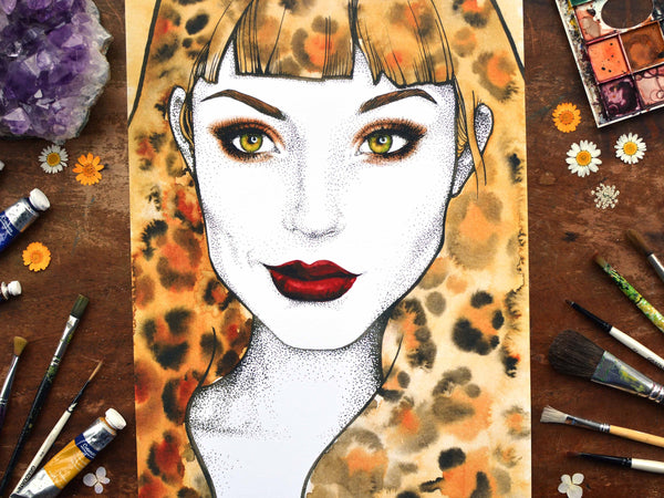 Leopard Lady Signed Print