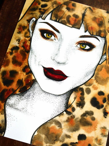 Leopard Lady Signed Print