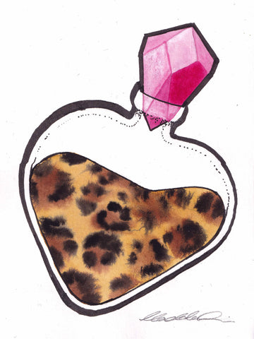 Leopard Original Painting from Little Bottle of Love Series